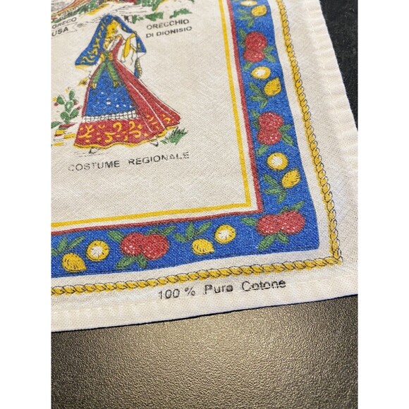 EUC Vintage SICILIA Cotton Tea Towel Dish Kitchen Map Italy Landmarks 32"x19" - Picture 4 of 7